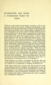 Cover of: Decorative art from a workshop point of view: a paper read at the Edinburgh Art Congress, November 1889
