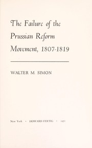 The failure of the Prussian reform movement, 1807-1819