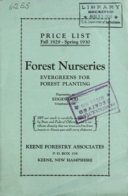 Cover of: Price list fall 1929-spring 1930: evergreens for forest planting