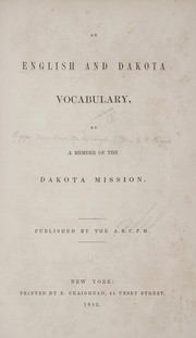 Cover of: An English and Dakota vocabulary by Mary Ann Clark Riggs