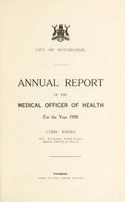 Cover of: [Report 1939] | Nottingham (England). City Council