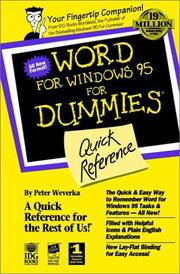 Cover of: Word for Windows 95 for dummies, quick reference | Peter Weverka