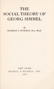 Cover of: The social theory of Georg Simmel by Nicholas J. Spykman