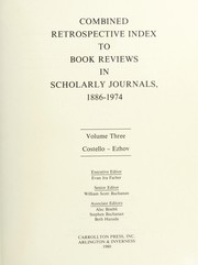 Cover of: Combined retrospective index to book reviews in scholarly journals, 1886-1974 | 
