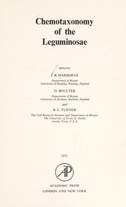 Cover of: Chemotaxonomy of the Leguminosae by J. B. Harborne