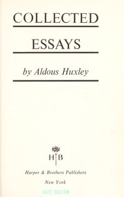 Cover of: Collected essays. by Aldous Huxley