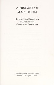 Cover of: A history of Macedonia | R. Malcolm Errington