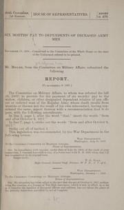 Cover of: Six months' pay to dependents of deceased Army men ... by United States. Congress. House. Committee on Military Affairs