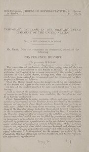 Cover of: Temporary increase in the military establishment of the United States ... | United States. Congress. Conference committees, 1917. [from old catalog]