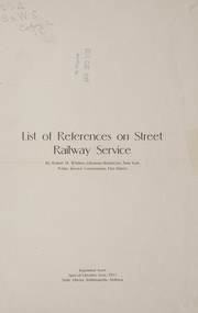 Cover of: List of references on street railway service