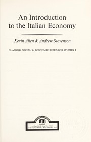 Cover of: An introduction to the Italian economy