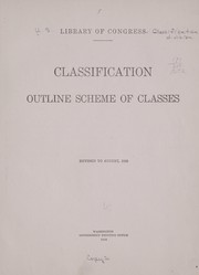 Cover of: Classification.: Outline scheme of classes. Rev. to August, 1920.