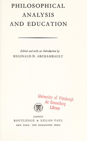 Cover of: Philosophical analysis and education