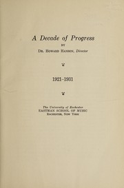 Cover of: The Eastman School of Music, 1921-1931: a decade of progress