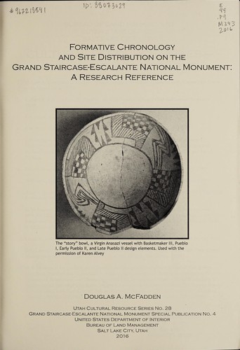 Formative chronology and site distribution on the Grand Staircase-Escalante National Monument by Douglas A. McFadden