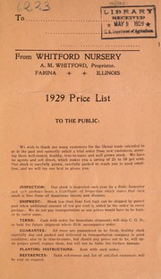 Cover of: 1929 price list | Whitford Nursery