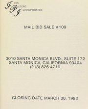Cover of: Jess Peters Incorporated mail bid sale #109 ... Santa Monica, California ... | Peters, Jess (Santa Monica, Cal.)