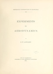 Cover of: Experiments in aerodynamics.