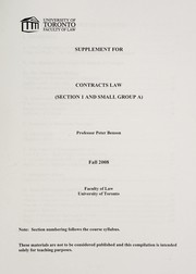 Cover of: Supplement for contracts law | Peter Benson