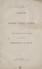Cover of: Opinion of Attorney General Stanbery on the President