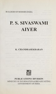 Cover of: P.S. Sivaswami Aiyer | Chandrasekharan, K.