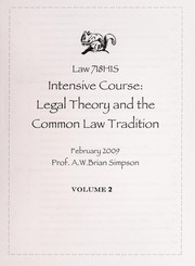 Cover of: Legal theory and the common law tradition by A. W. Brian Simpson