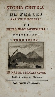 Cover of: Storia critica de' teatri antichi e moderni