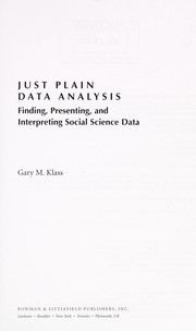Cover of: Just plain data analysis by Gary M. Klass