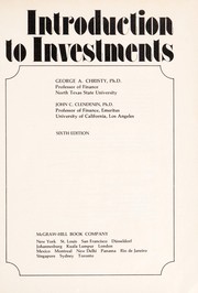 Cover of: Introduction to investments | George A. Christy