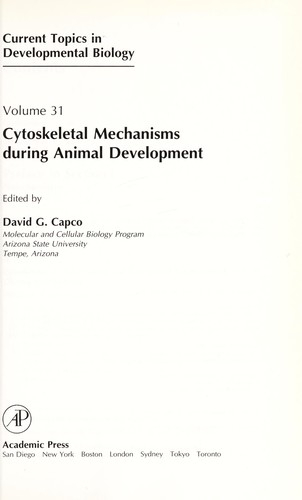Cytoskeletal Mechanisms During Animal Development (Current Topics in Developmental  Biology) (January 1996 edition) | Open Library