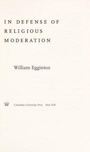 Cover of: In defense of religious moderation