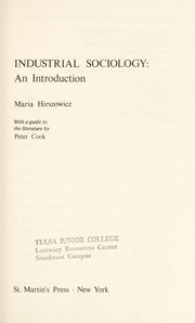 Cover of: Industrial Sociology: An Introduction