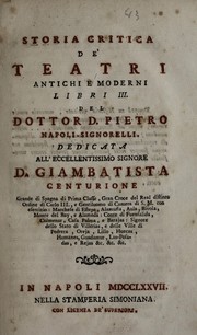 Cover of: Storia critica de' teatri antichi et moderni: libri III