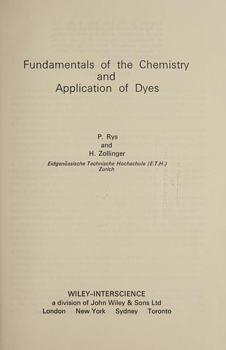 Fundamentals Of The Chemistry And Application Of Dyes