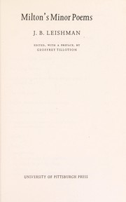 Cover of: Milton's minor poems.