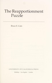 Cover of: The reapportionment puzzle | Bruce E. Cain