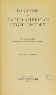 Cover of: Handbook of Anglo-American legal history