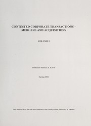 Cover of: Contested corporate transactions | Patricia A. Koval