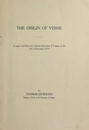 Cover of: The origin of verse | Thomas Fitz-Hugh