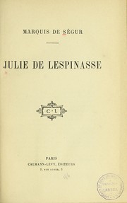 Cover of: Julie de Lespinasse