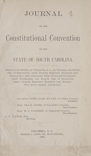 Cover of: Journal of the Constitutional conventions of the state of South Carolina | South Carolina