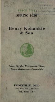 Cover of: Price list, Spring 1930 | Henry Kohankie & Son
