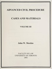 Cover of: Advanced civil procedure | Morden, John W