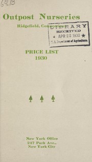 Cover of: Price list, 1930 | Outpost Nurseries