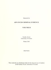 Cover of: Materials for advanced criminal evidence | John Norris