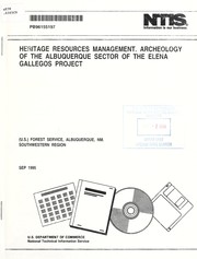 Cover of: Archeology of the Albuquerque sector of the Elena Gallegos project | 