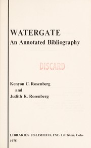 Cover of: Watergate by Kenyon C. Rosenberg