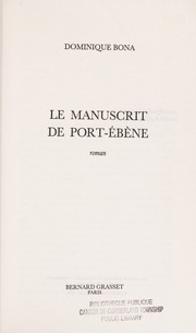 Cover of: Le manuscrit de Port-Ebène: roman