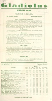 Cover of: Gladiolus: March, 1930 [price list]