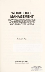Cover of: Workforce management by Barbara A. Pope